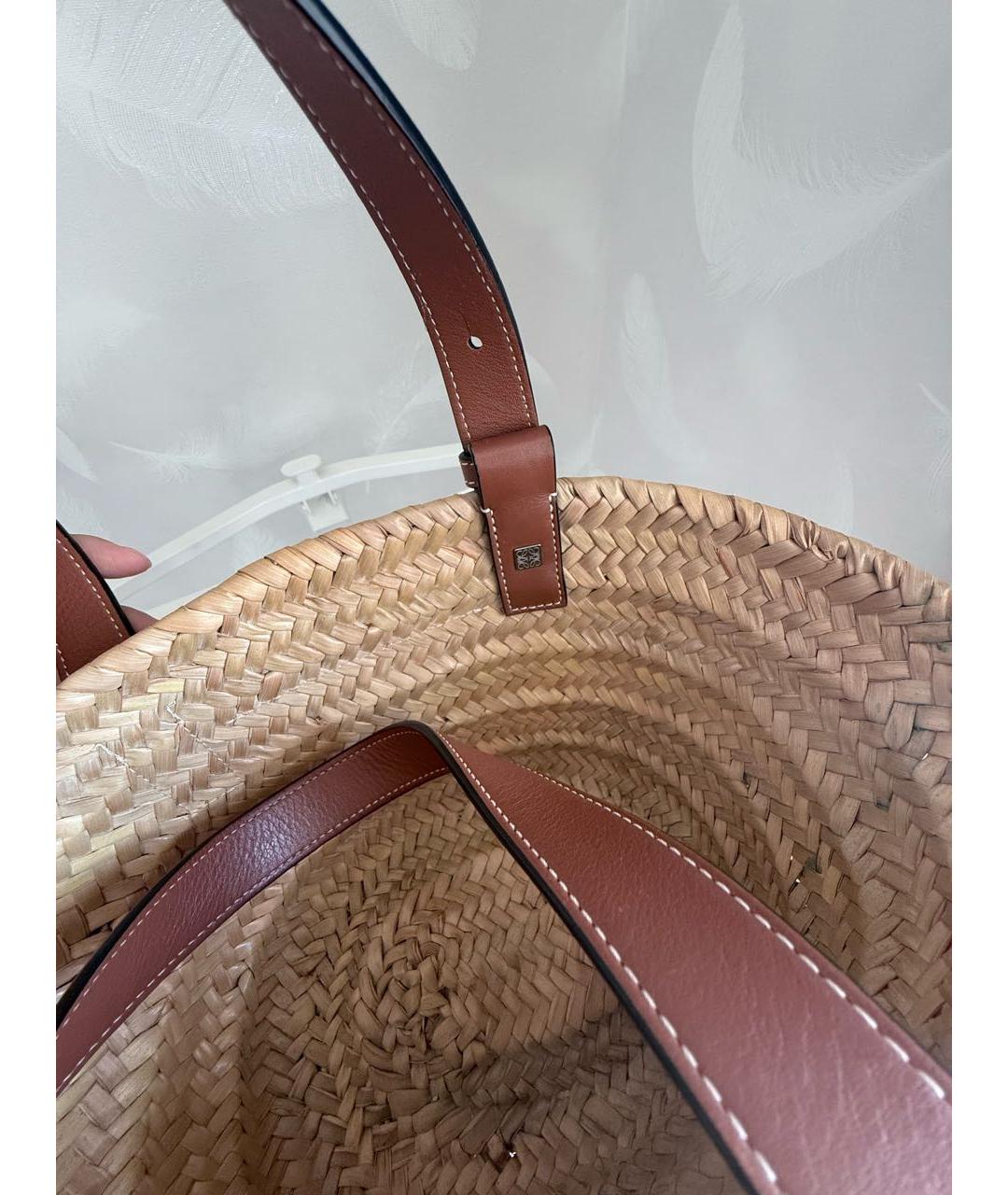 LOEWE Бежевая пелетеная пляжная сумка, фото 3