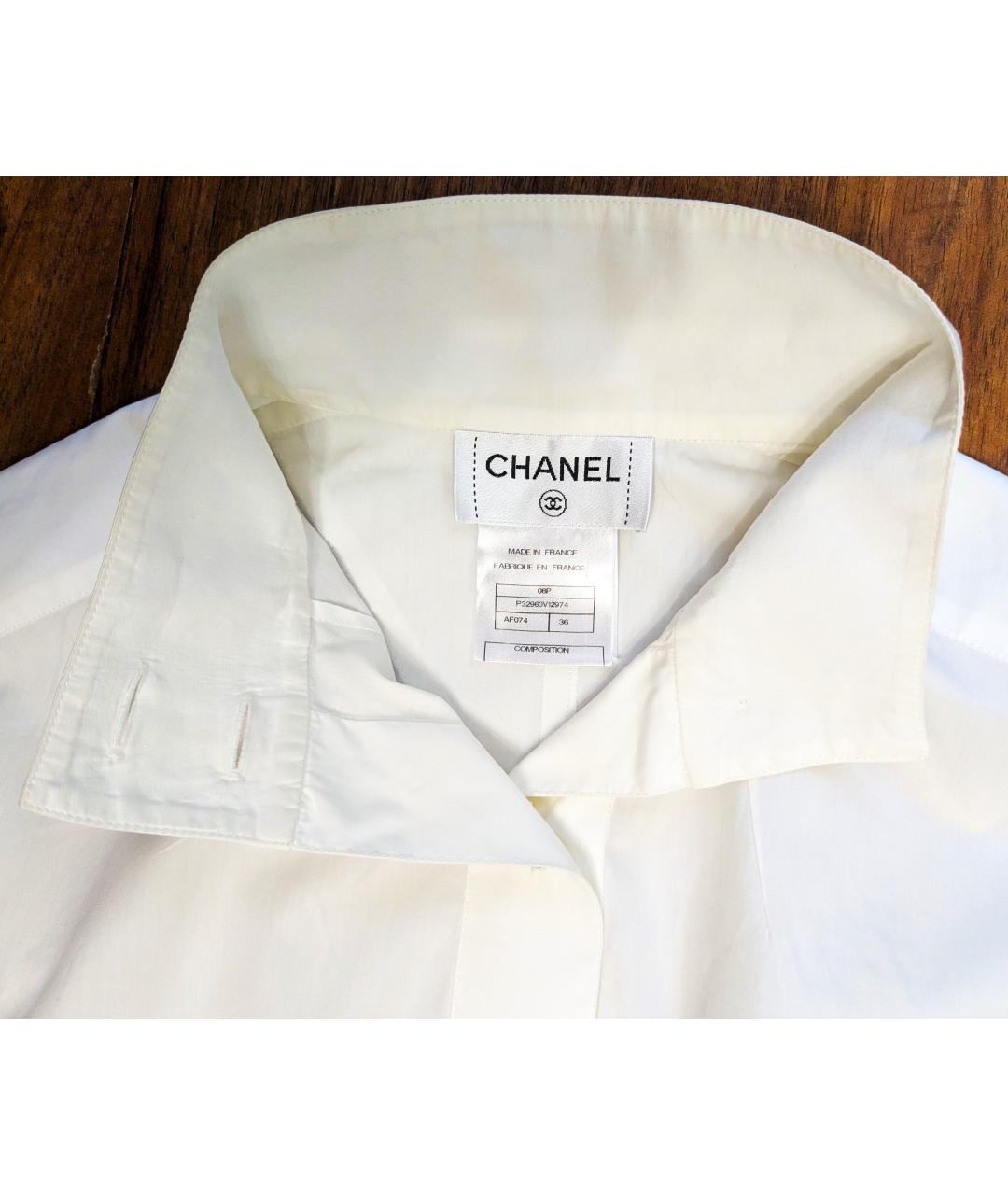 CHANEL Белая хлопковая блузы, фото 3