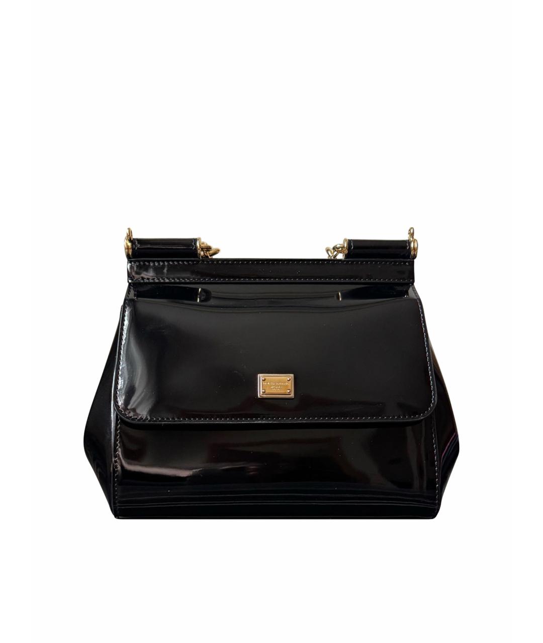 DOLCE&GABBANA Черная сумка через плечо из лакированной кожи, фото 1