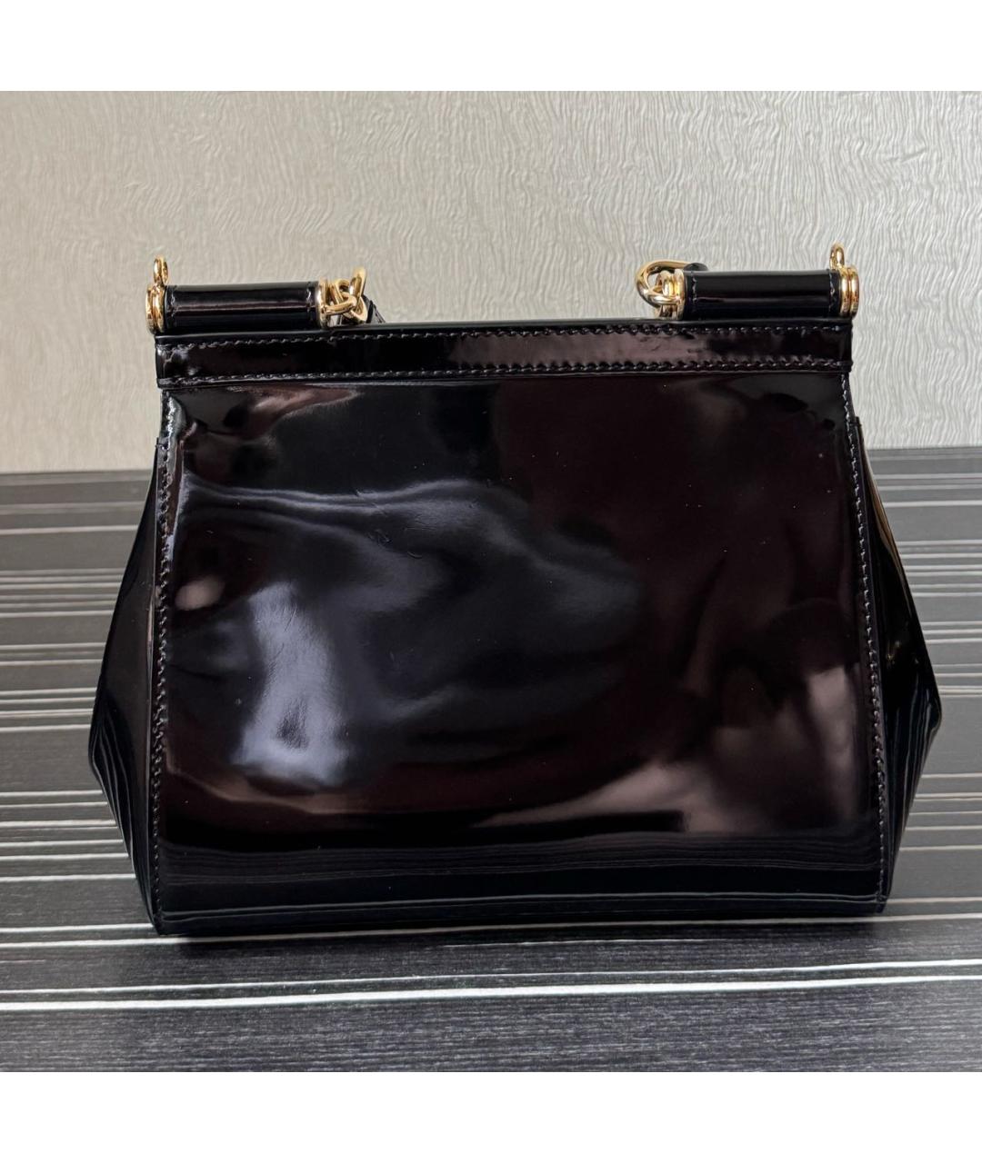 DOLCE&GABBANA Черная сумка через плечо из лакированной кожи, фото 3