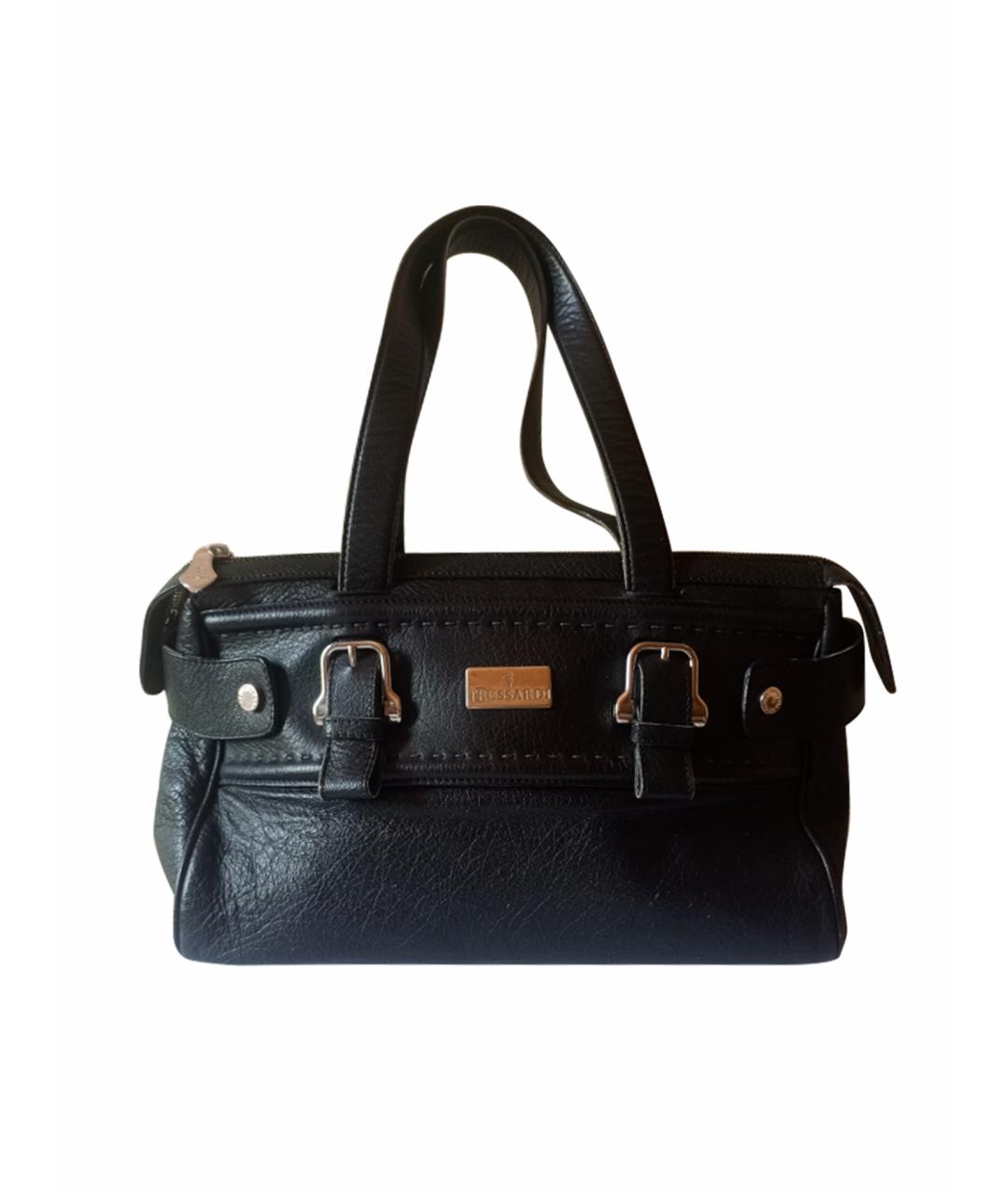 TRUSSARDI Черная кожаная сумка тоут, фото 1