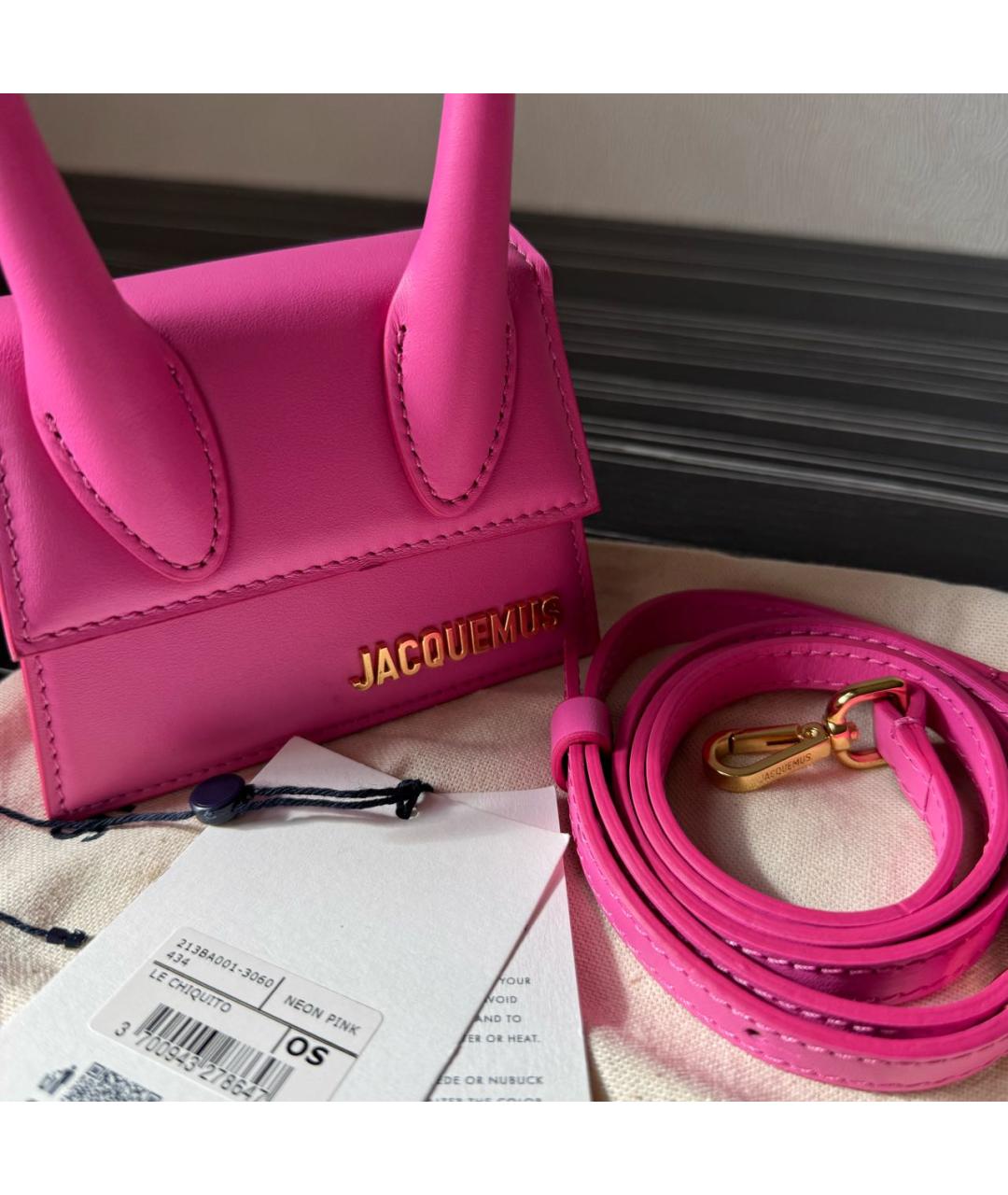 JACQUEMUS Розовая кожаная сумка через плечо, фото 6