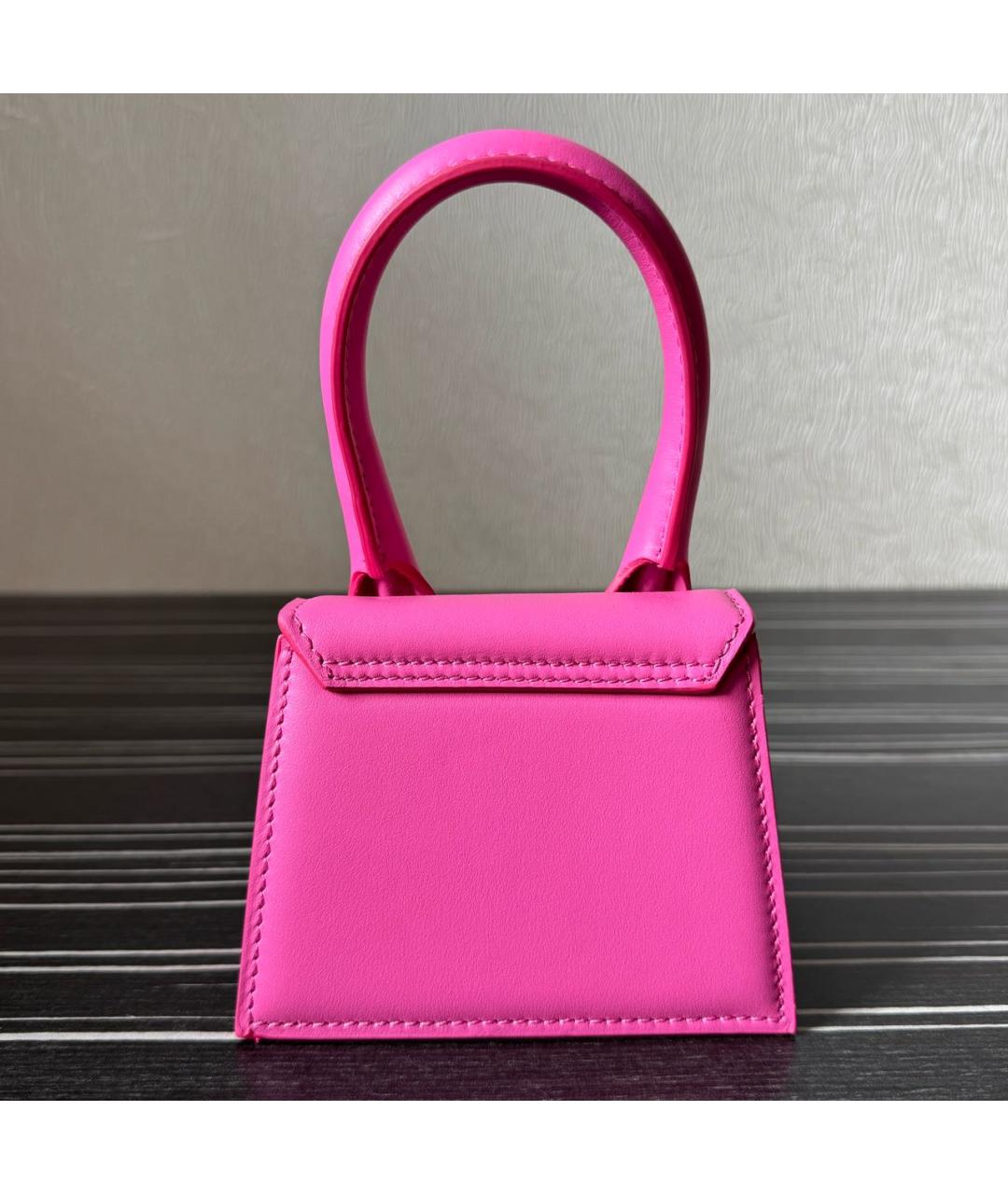 JACQUEMUS Розовая кожаная сумка через плечо, фото 3