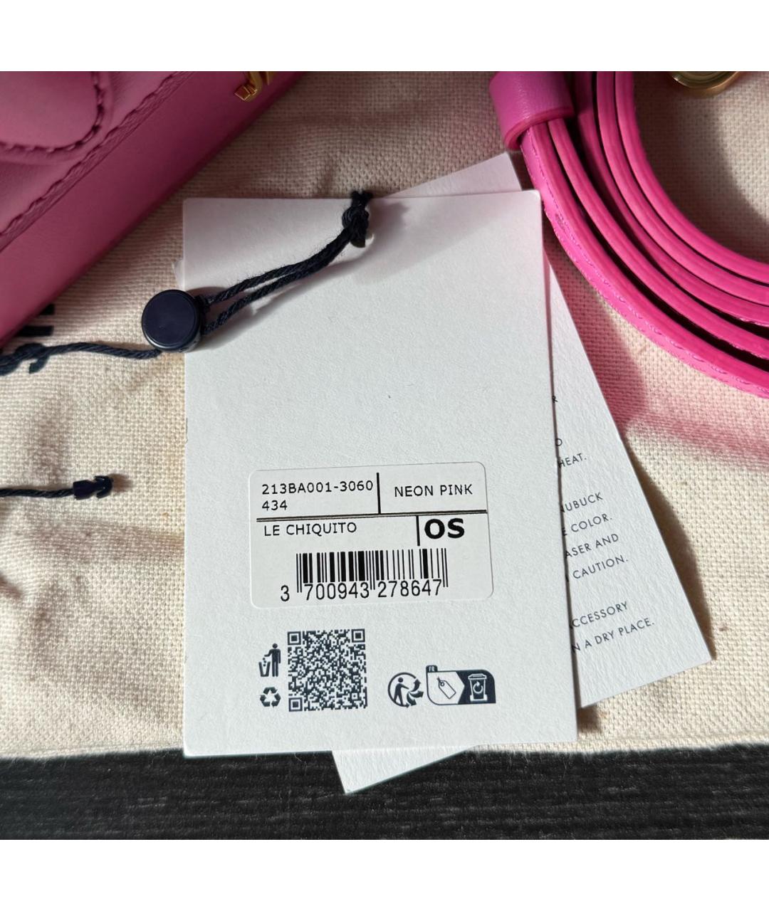 JACQUEMUS Розовая кожаная сумка через плечо, фото 7