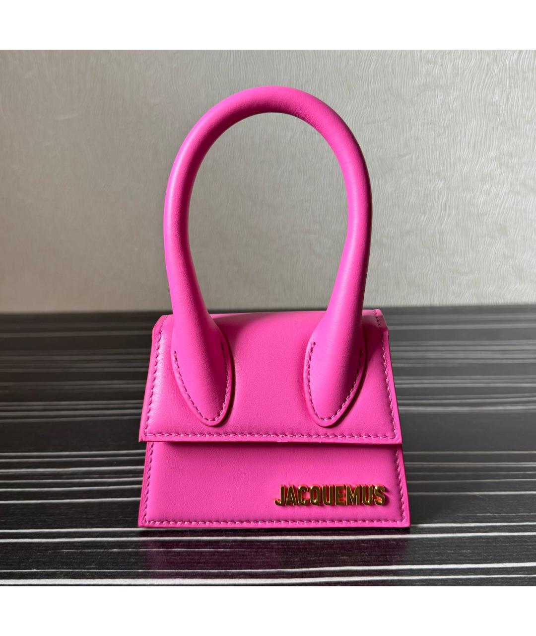 JACQUEMUS Розовая кожаная сумка через плечо, фото 8