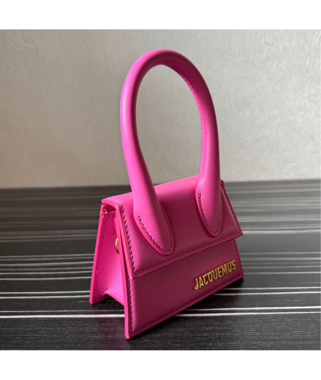 JACQUEMUS Розовая кожаная сумка через плечо, фото 2