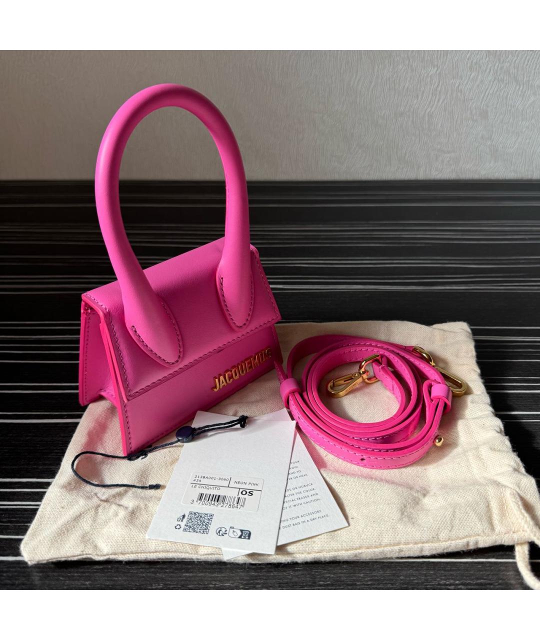 JACQUEMUS Розовая кожаная сумка через плечо, фото 5