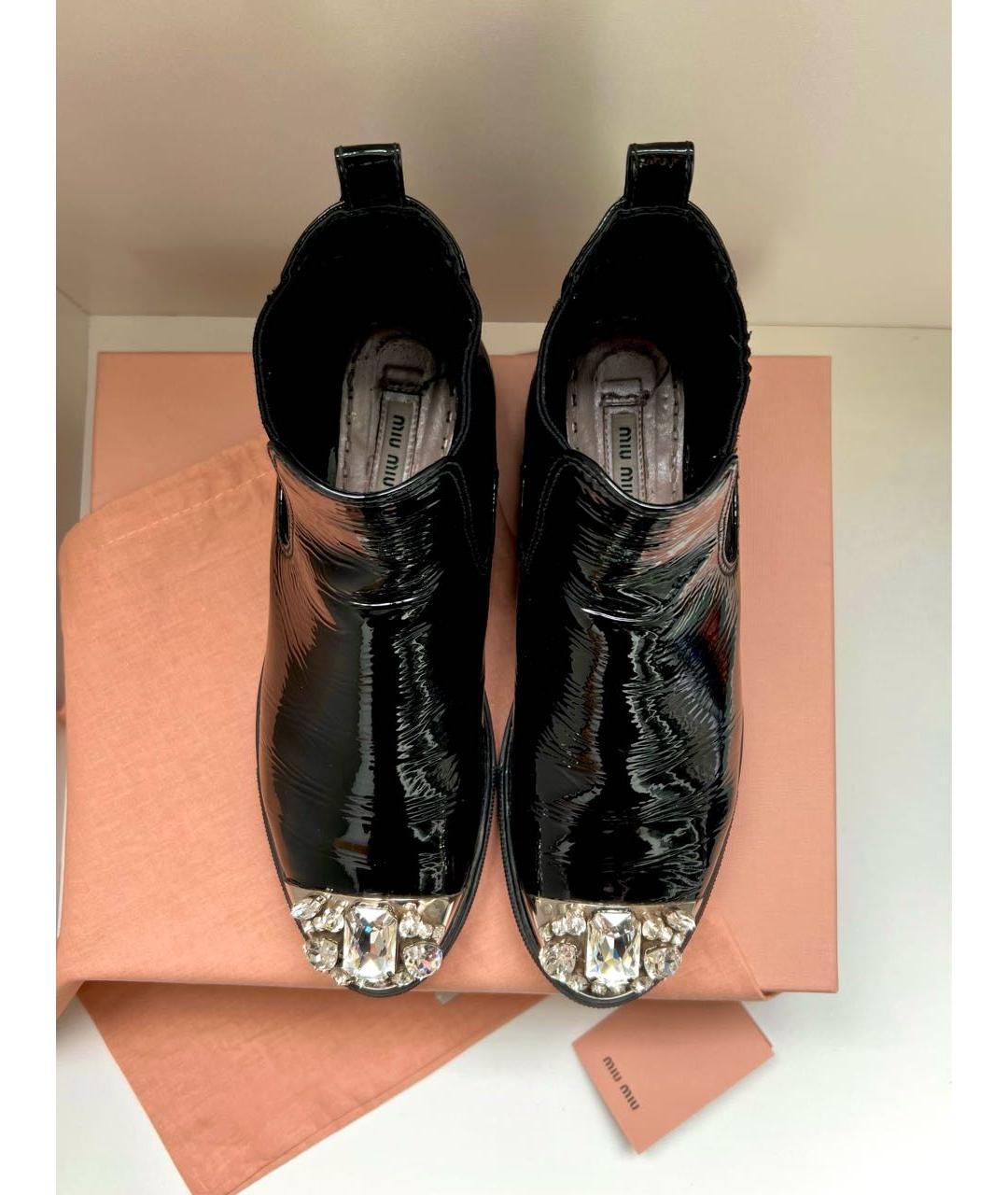 MIU MIU Черные ботинки из лакированной кожи, фото 3