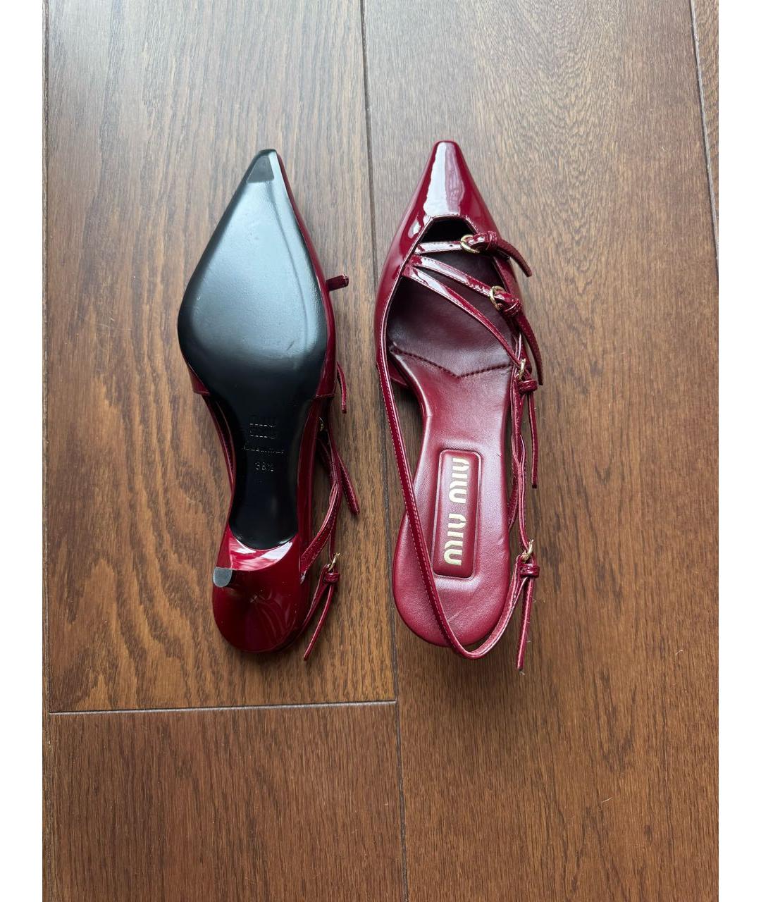 MIU MIU Бордовые туфли из лакированной кожи, фото 3