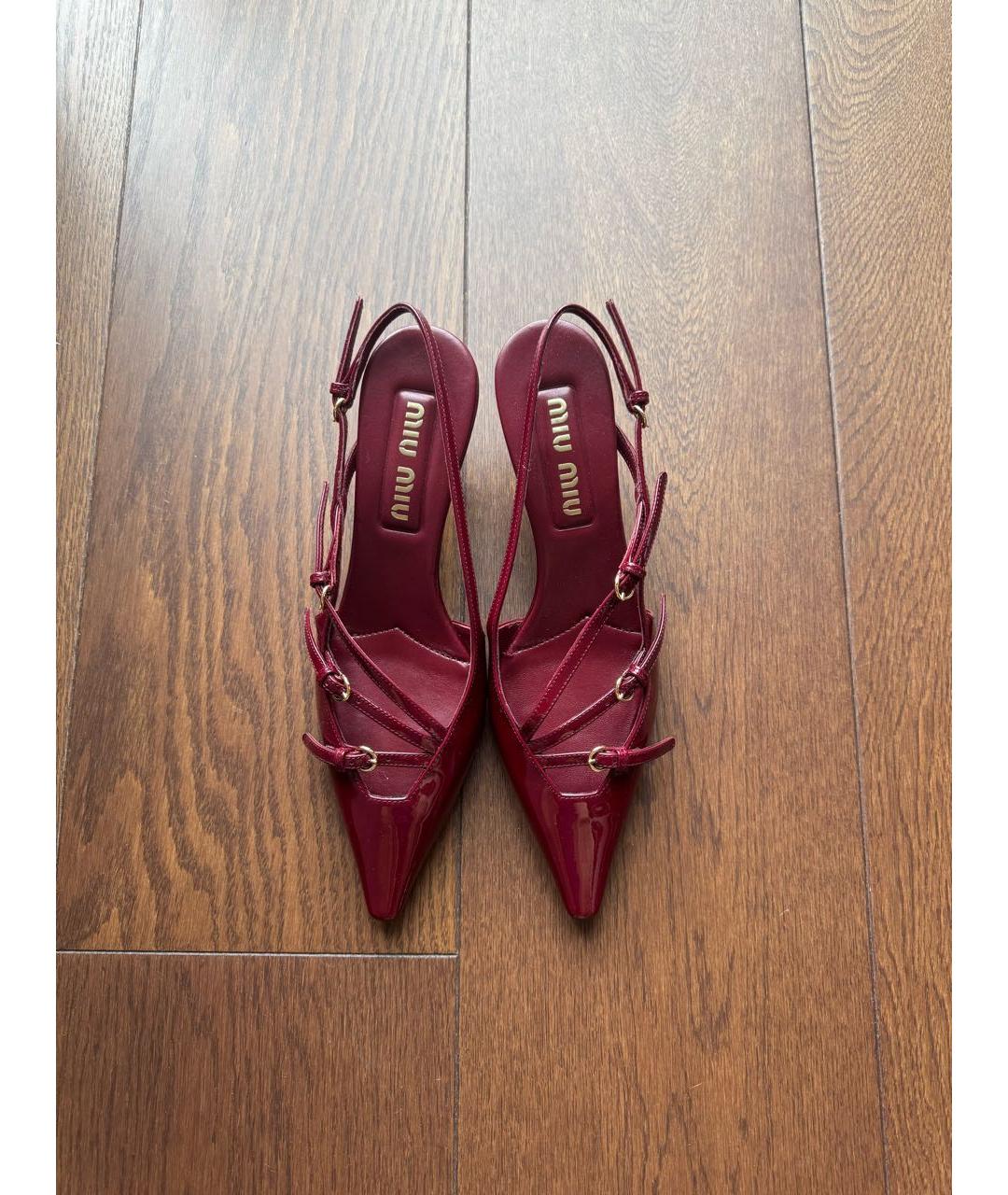 MIU MIU Бордовые туфли из лакированной кожи, фото 4