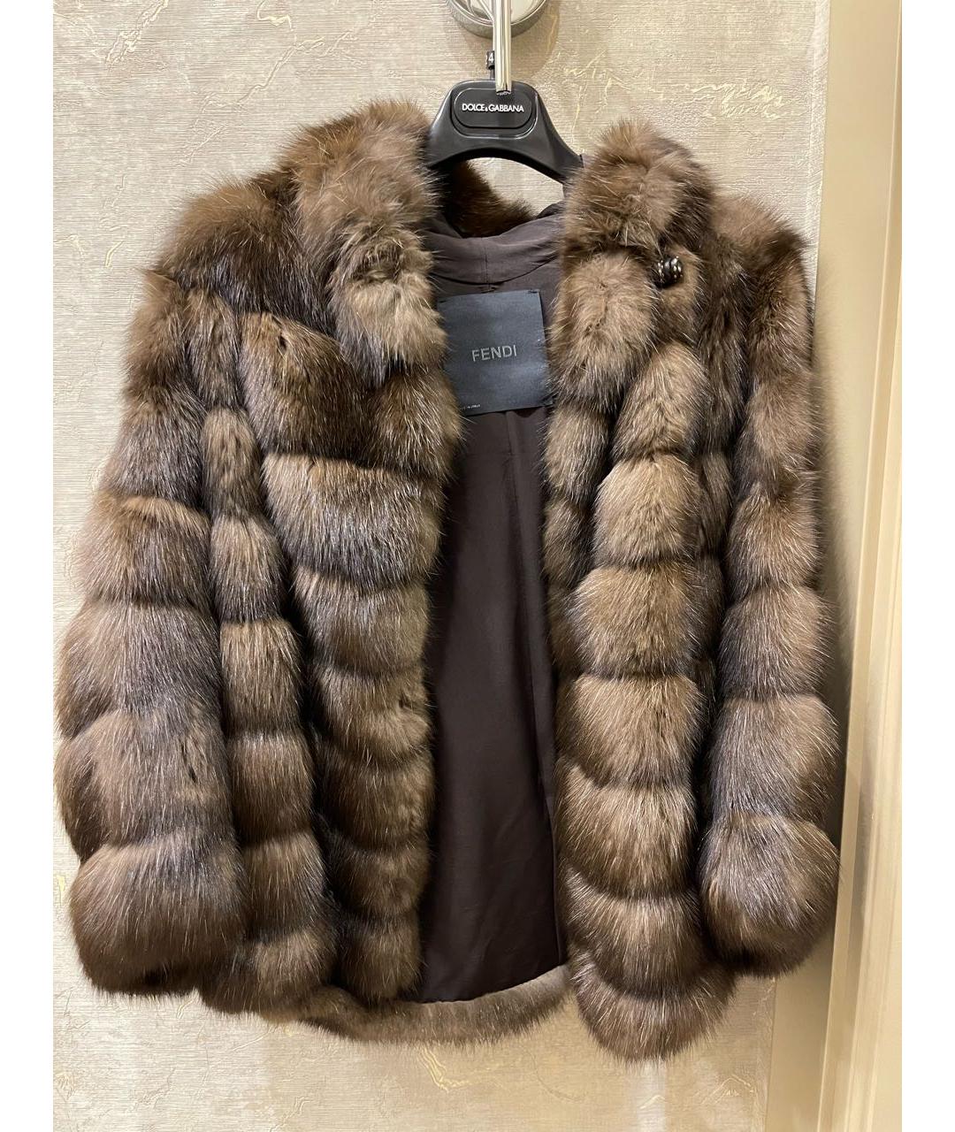 FENDI Коричневая меховая шуба, фото 3