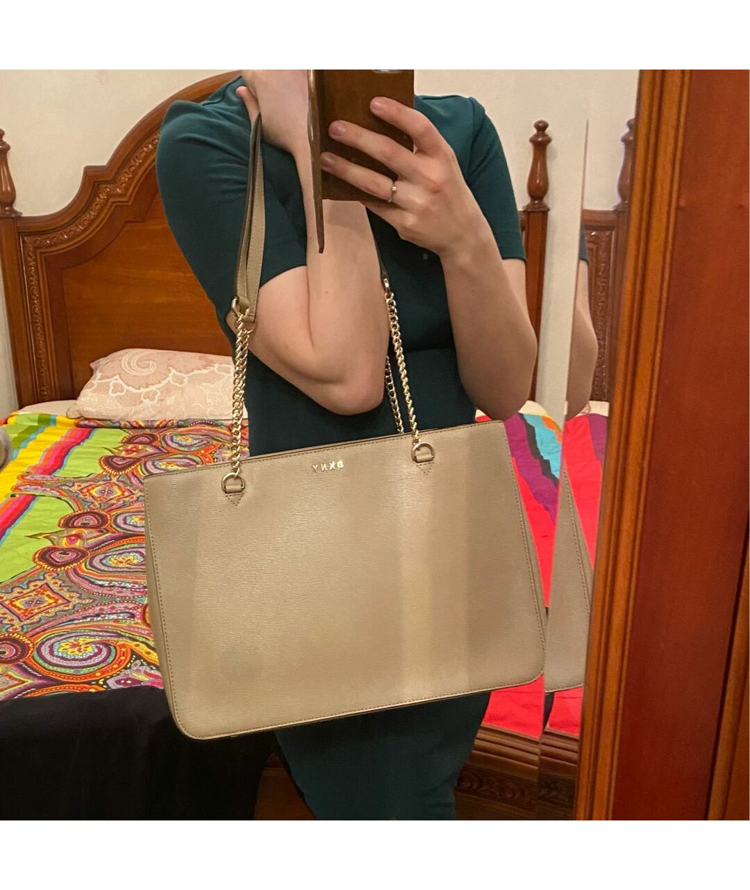 DKNY Бежевая сумка тоут из искусственной кожи, фото 7