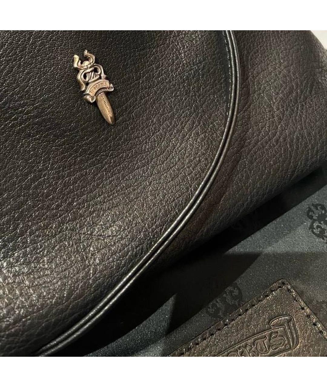 CHROME HEARTS Черная кожаная сумка с короткими ручками, фото 3