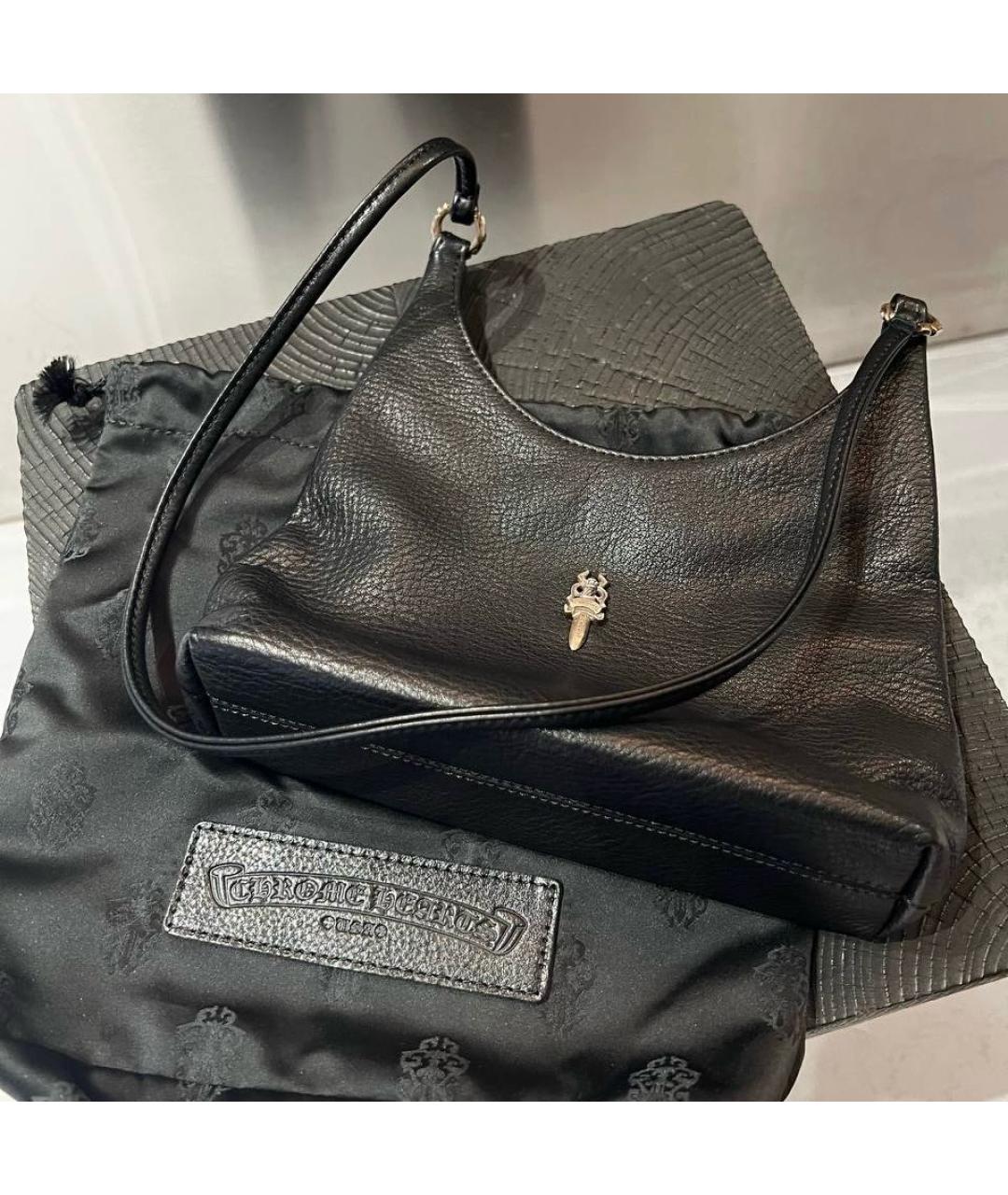 CHROME HEARTS Черная кожаная сумка с короткими ручками, фото 5