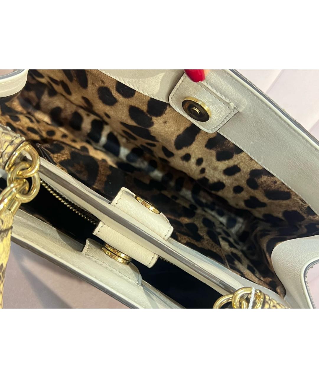 DOLCE&GABBANA Бежевая сумка с короткими ручками из экзотической кожи, фото 4