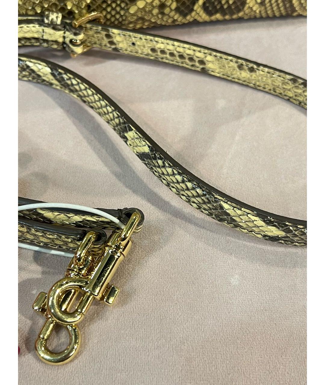 DOLCE&GABBANA Бежевая сумка с короткими ручками из экзотической кожи, фото 6