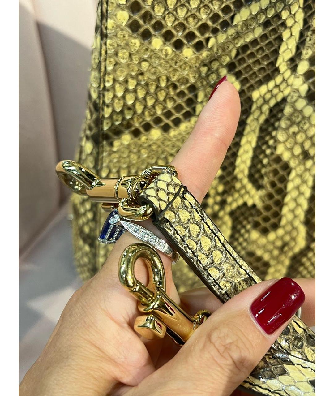 DOLCE&GABBANA Бежевая сумка с короткими ручками из экзотической кожи, фото 5