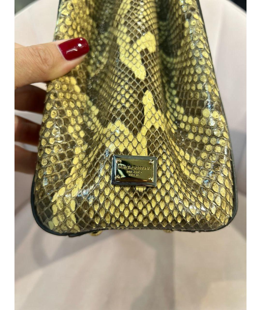 DOLCE&GABBANA Бежевая сумка с короткими ручками из экзотической кожи, фото 3