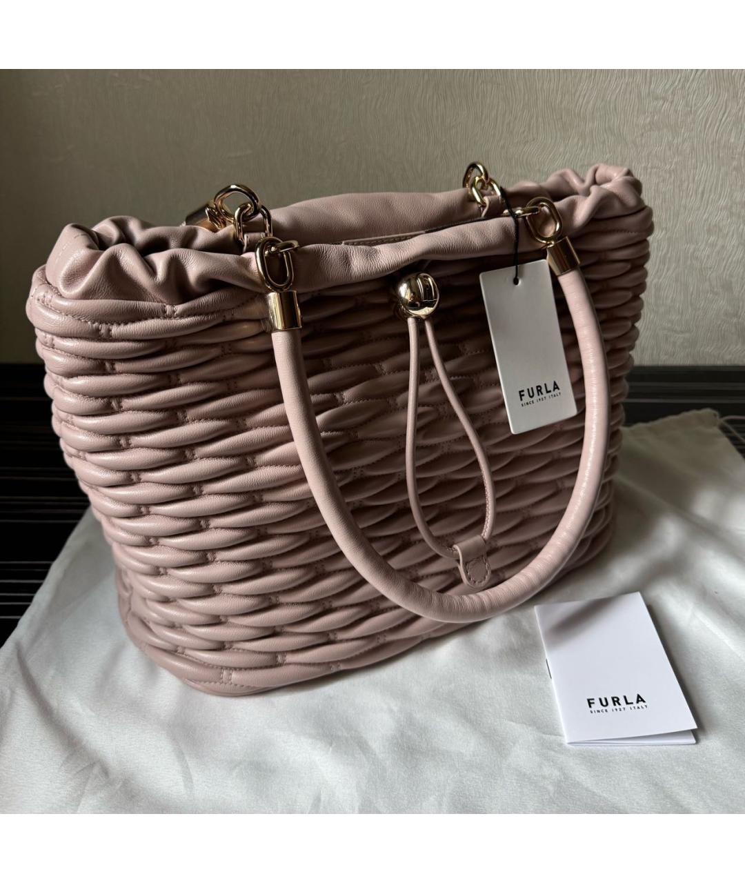 FURLA Розовая кожаная сумка тоут, фото 5