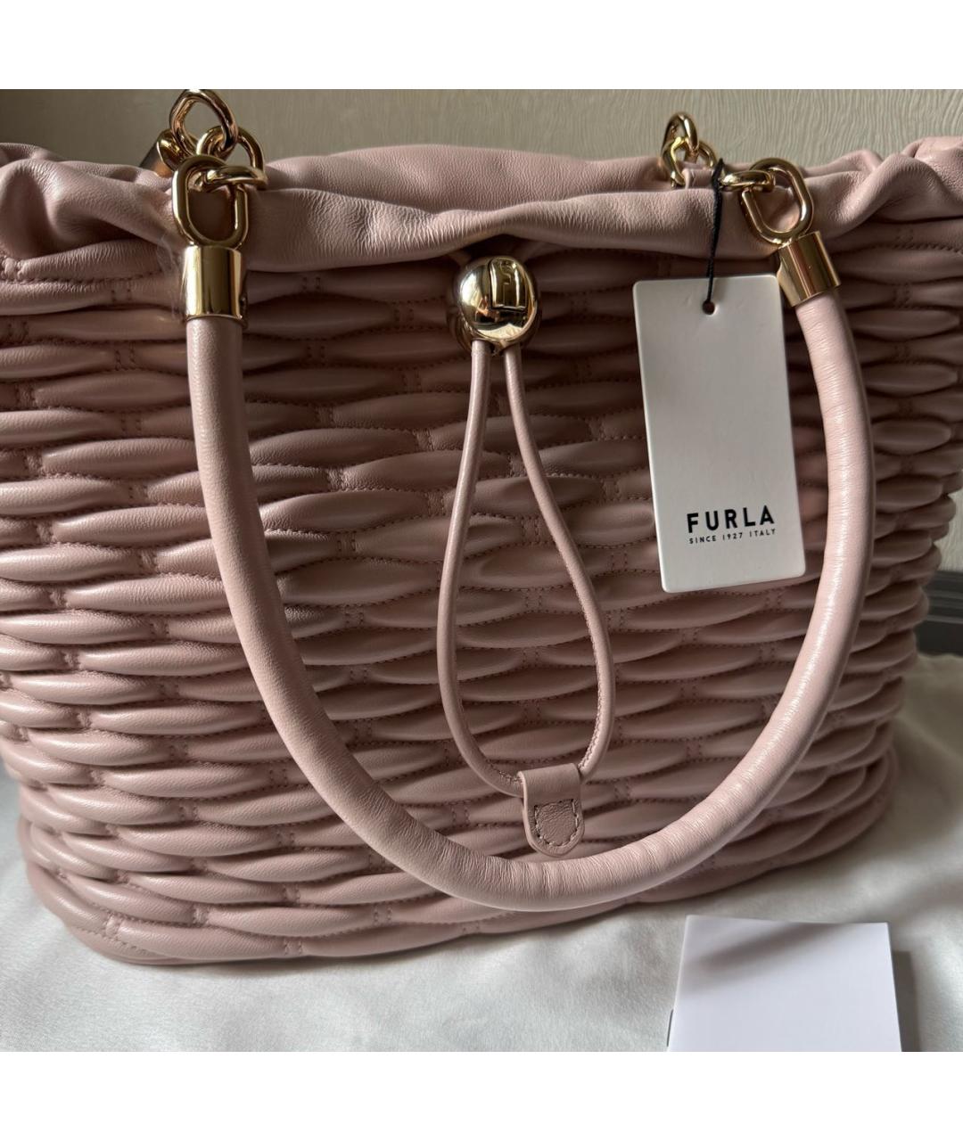FURLA Розовая кожаная сумка тоут, фото 6