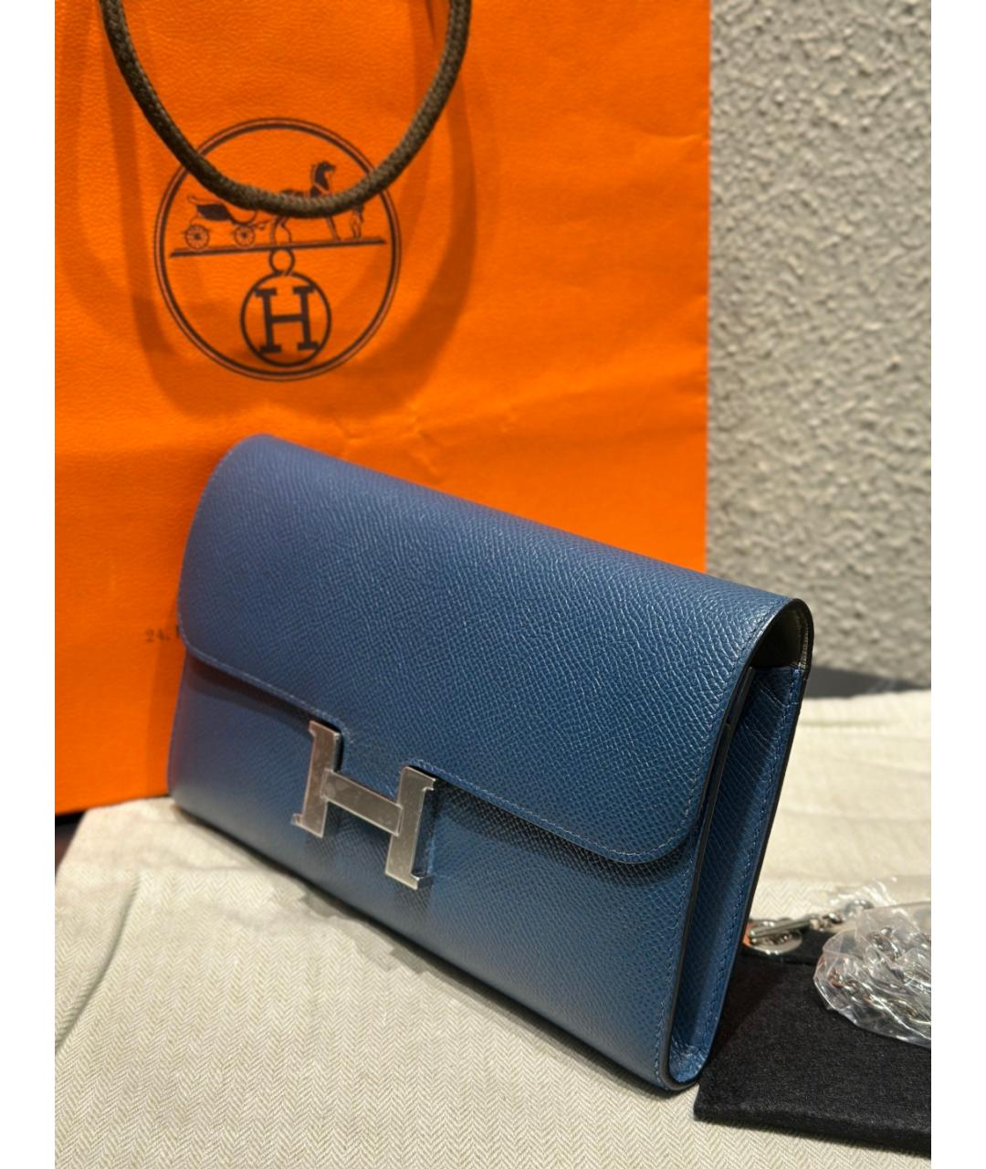 HERMES Голубой кожаный кошелек, фото 4