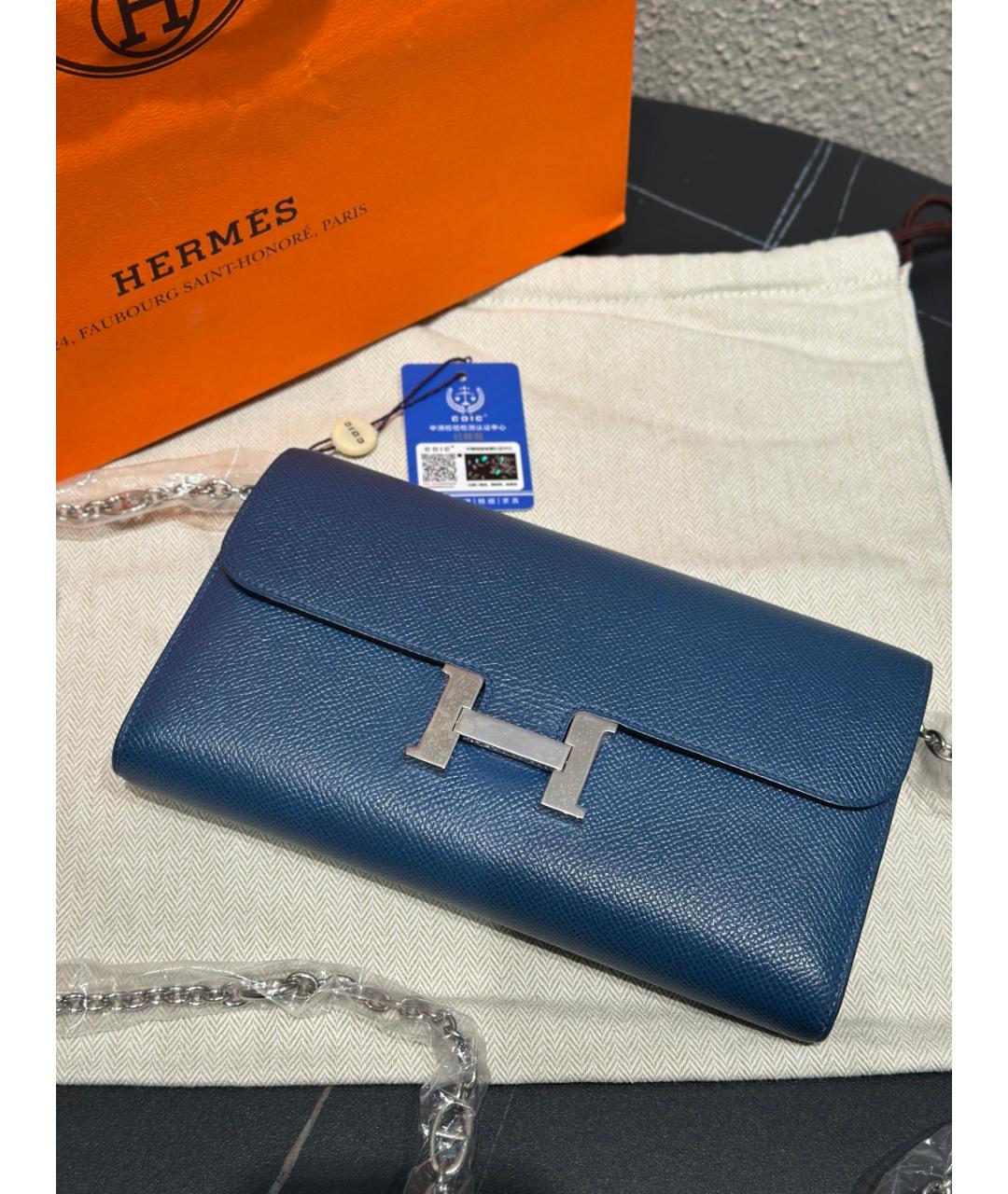 HERMES Голубой кожаный кошелек, фото 7