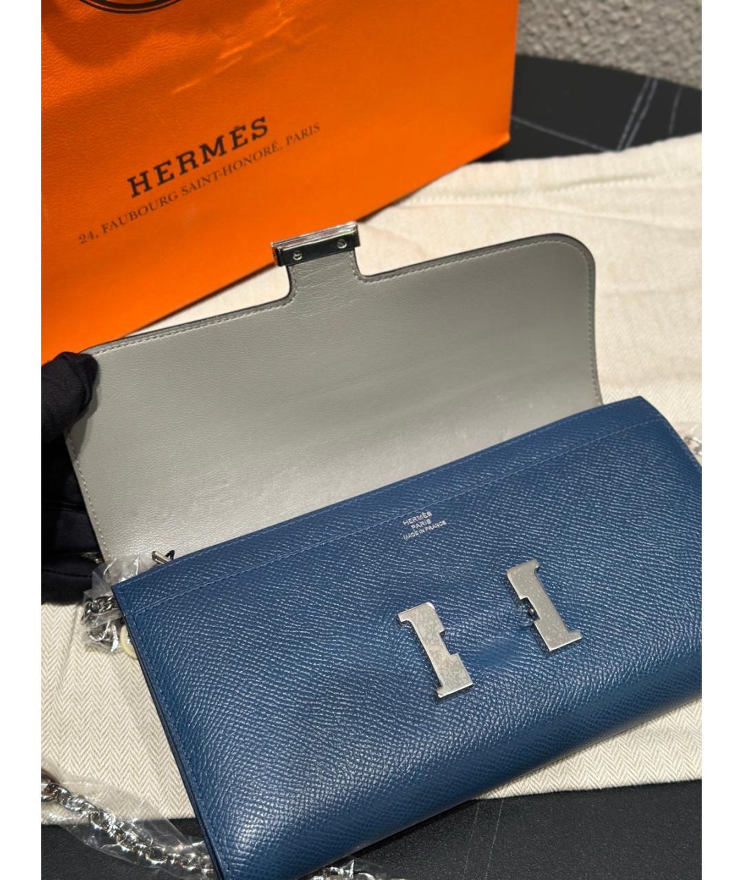 HERMES Голубой кожаный кошелек, фото 8