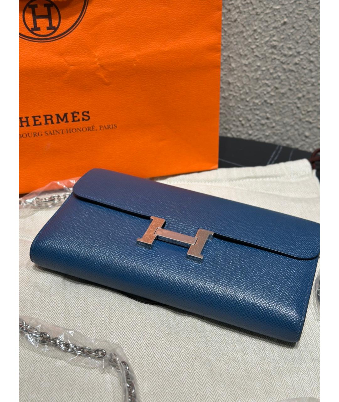 HERMES Голубой кожаный кошелек, фото 5