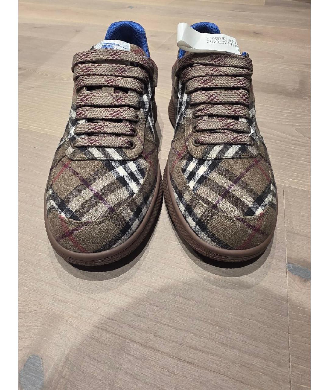 BURBERRY Хаки текстильные низкие кроссовки / кеды, фото 2
