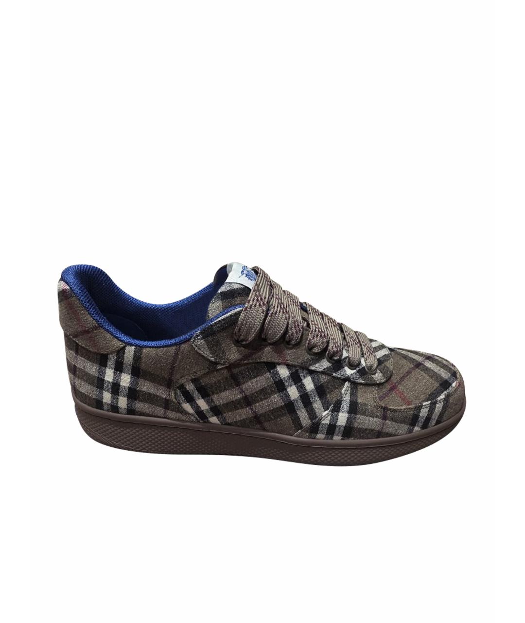 BURBERRY Хаки текстильные низкие кроссовки / кеды, фото 1