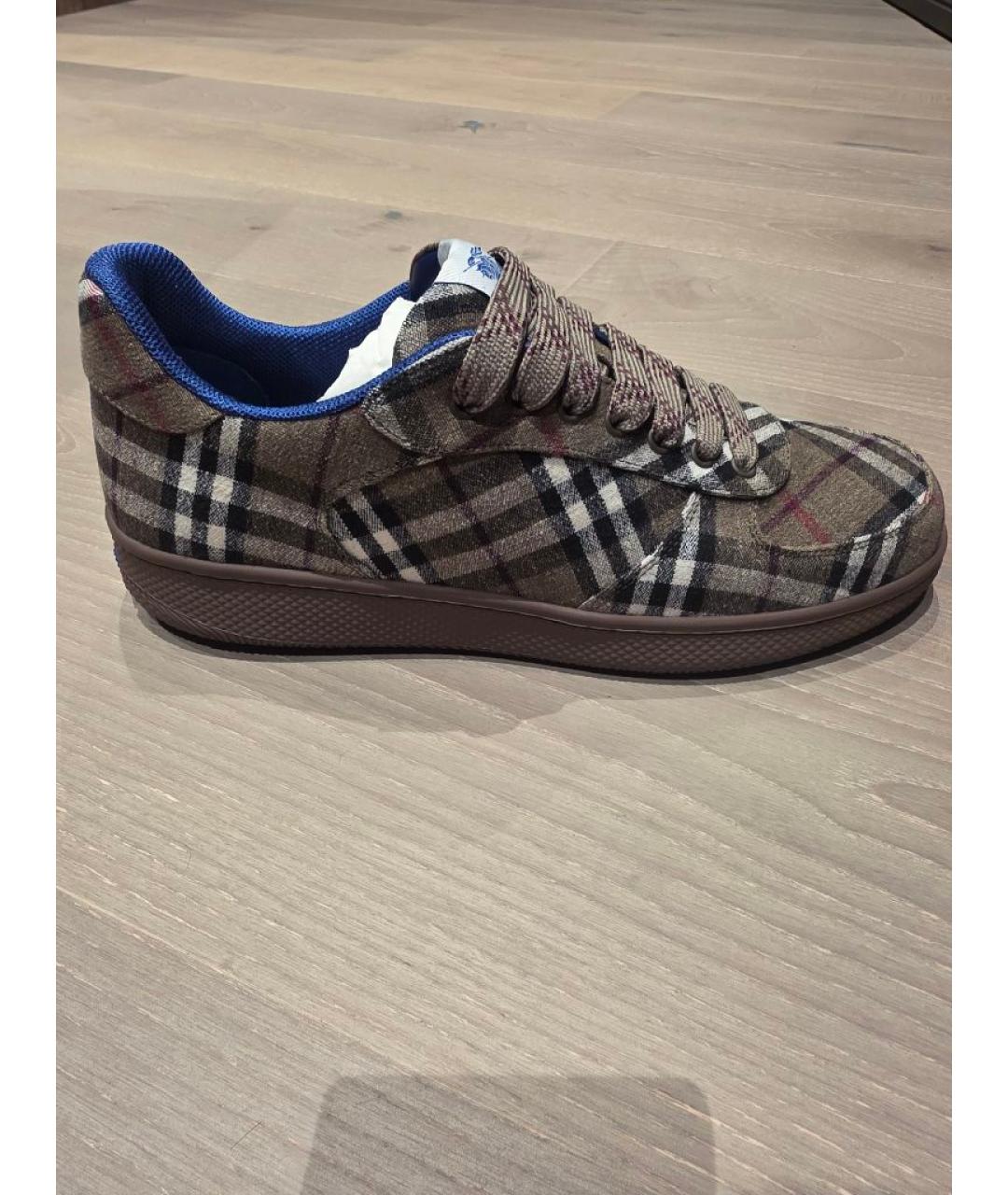 BURBERRY Хаки текстильные низкие кроссовки / кеды, фото 5