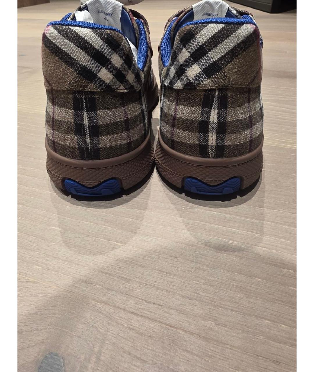 BURBERRY Хаки текстильные низкие кроссовки / кеды, фото 4