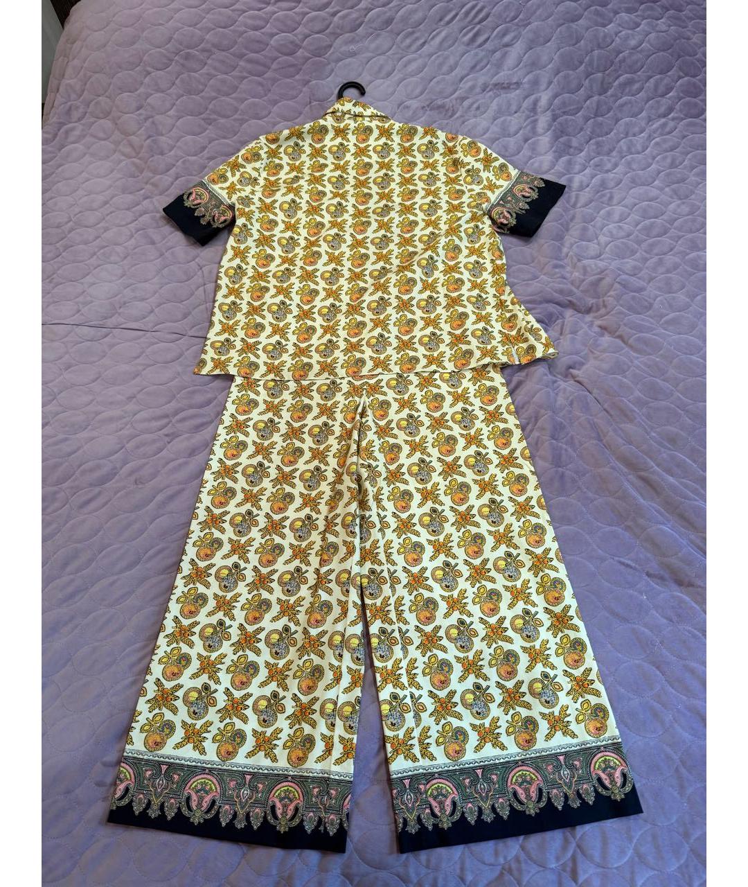 ETRO Желтый хлопко-эластановый костюм с брюками, фото 6