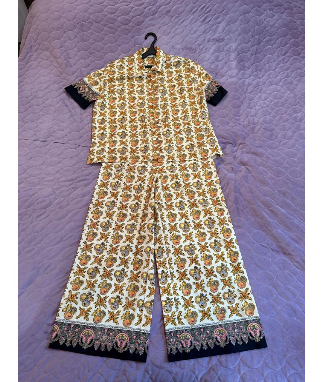 ETRO Желтый хлопко-эластановый костюм с брюками, фото 7