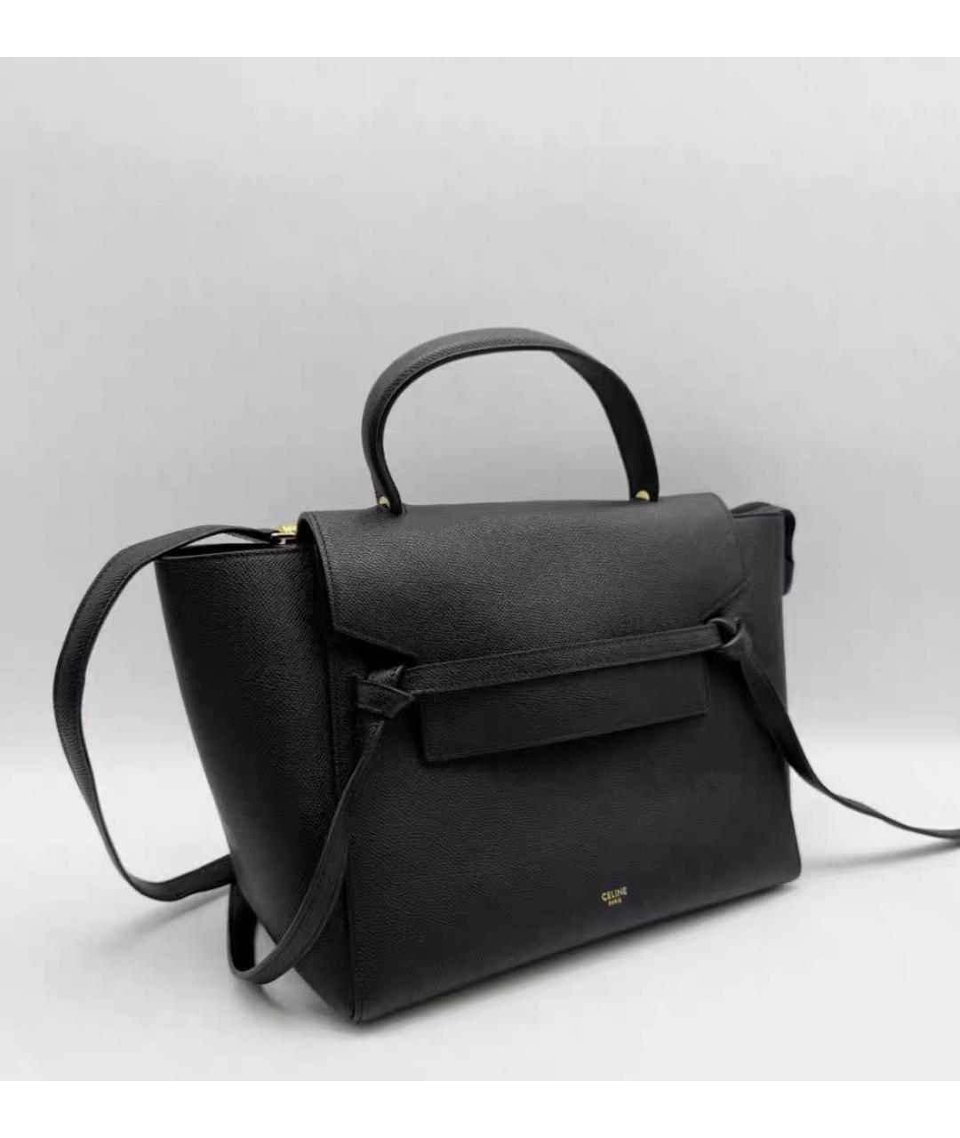CELINE Черная кожаная сумка тоут, фото 3