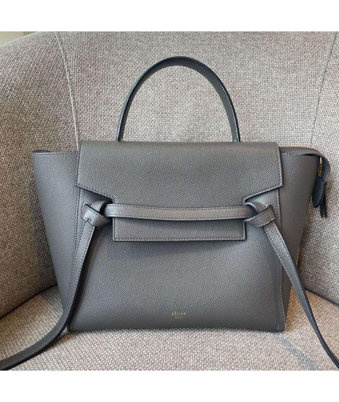 CELINE Серая кожаная сумка тоут, фото 2