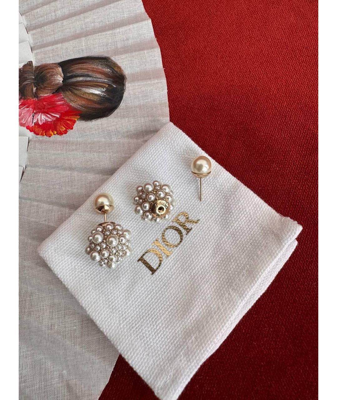 CHRISTIAN DIOR Белые серьги, фото 2