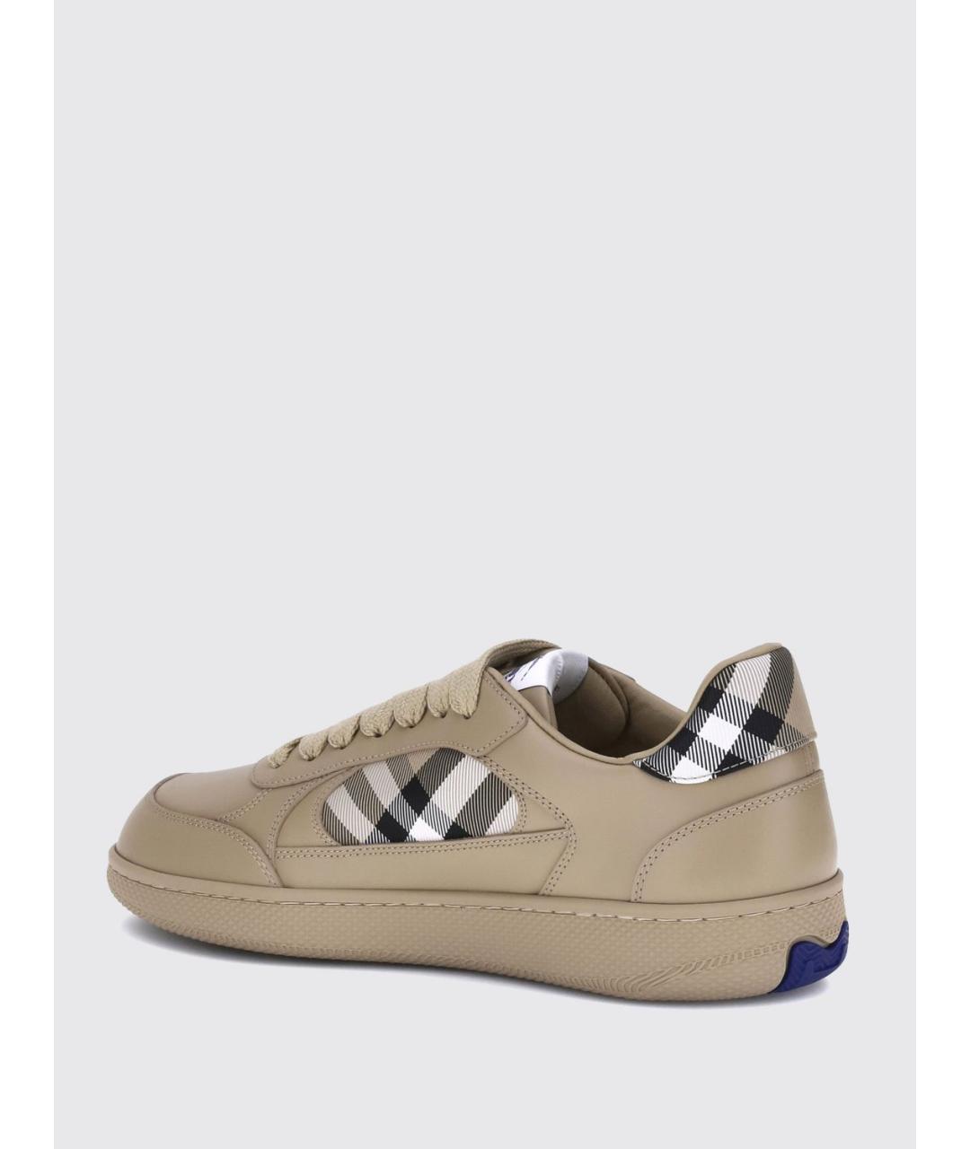 BURBERRY Бежевые кожаные низкие кроссовки / кеды, фото 3