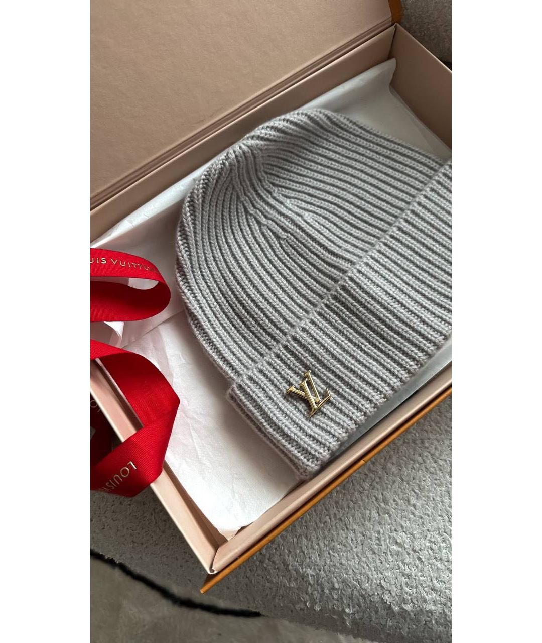 LOUIS VUITTON Серая шерстяная шапка, фото 2