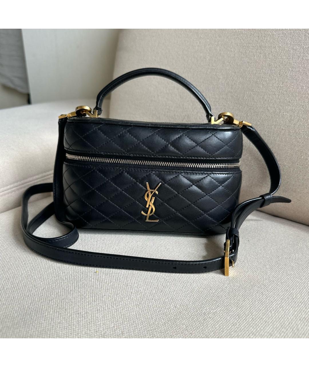 SAINT LAURENT Черная кожаная сумка через плечо, фото 2