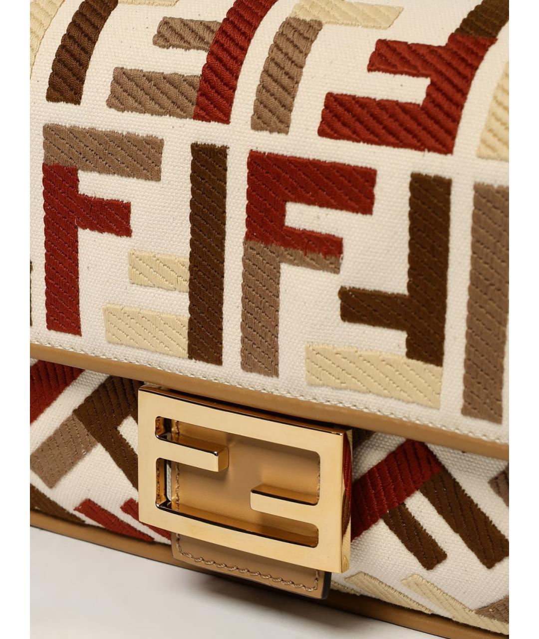 FENDI Бежевая тканевая сумка через плечо, фото 4
