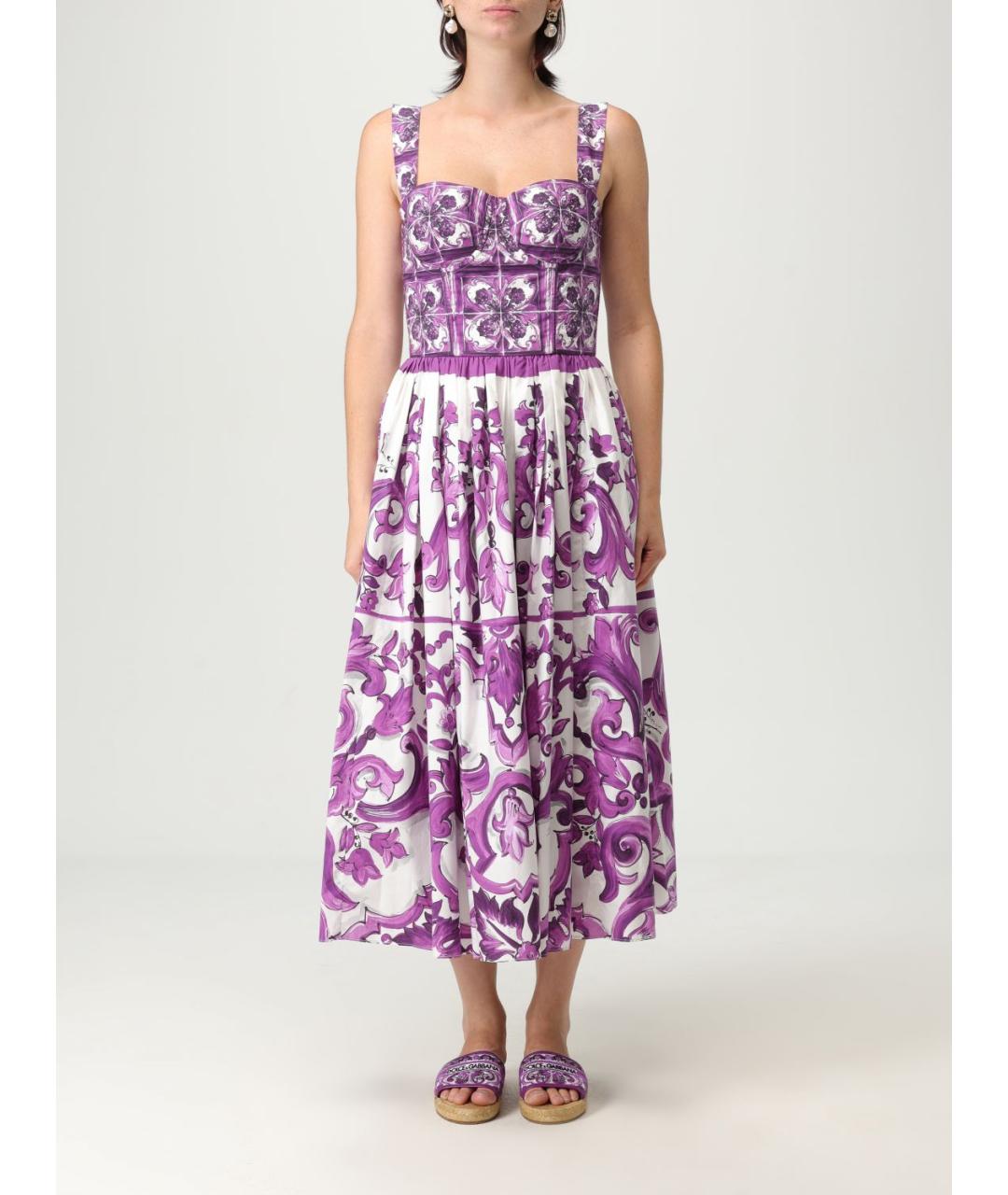 DOLCE&GABBANA Фиолетовый хлопковый сарафан, фото 2