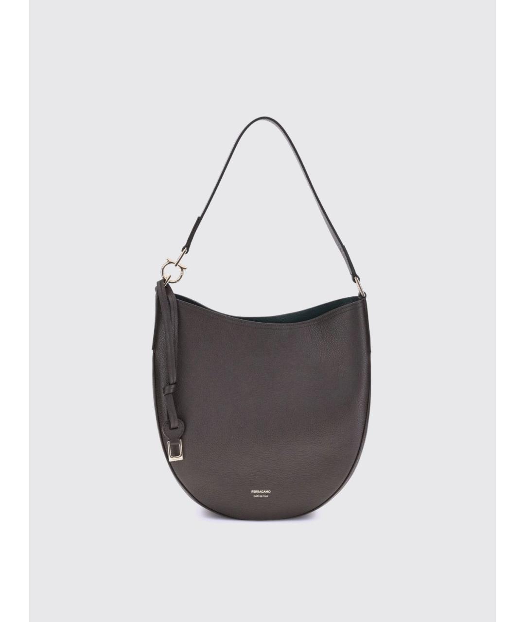 FERRAGAMO Коричневая кожаная сумка через плечо, фото 4