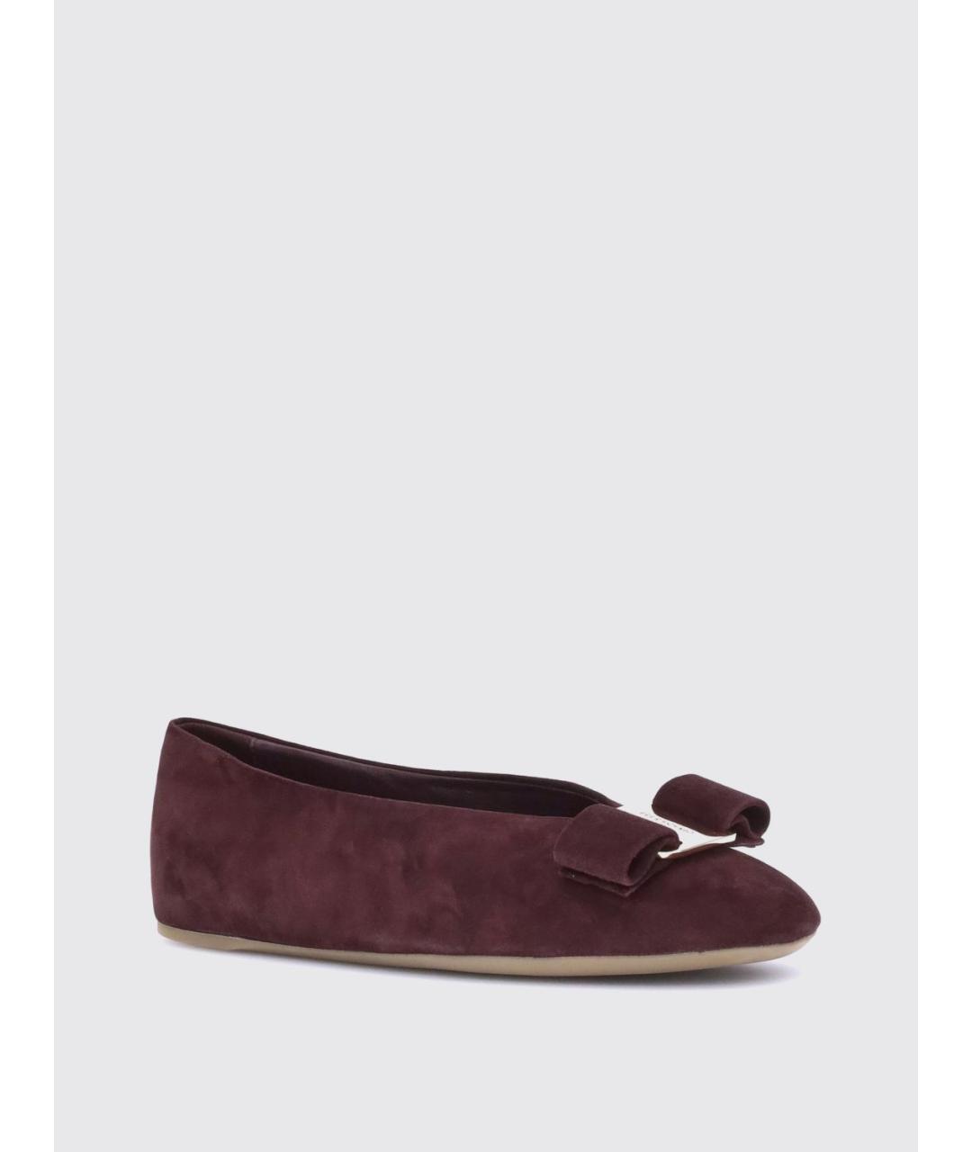 FERRAGAMO Бордовые балетки, фото 2