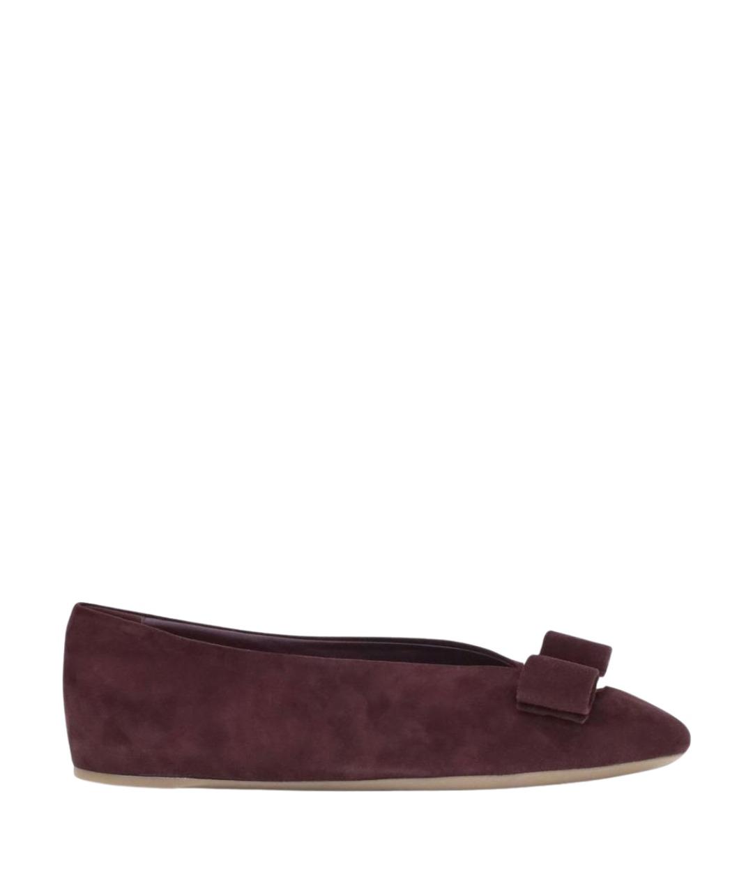 FERRAGAMO Бордовые балетки, фото 1