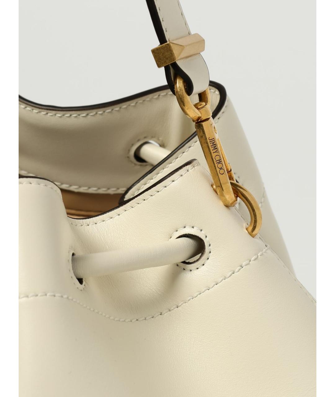 JIMMY CHOO Бежевая кожаная сумка через плечо, фото 4