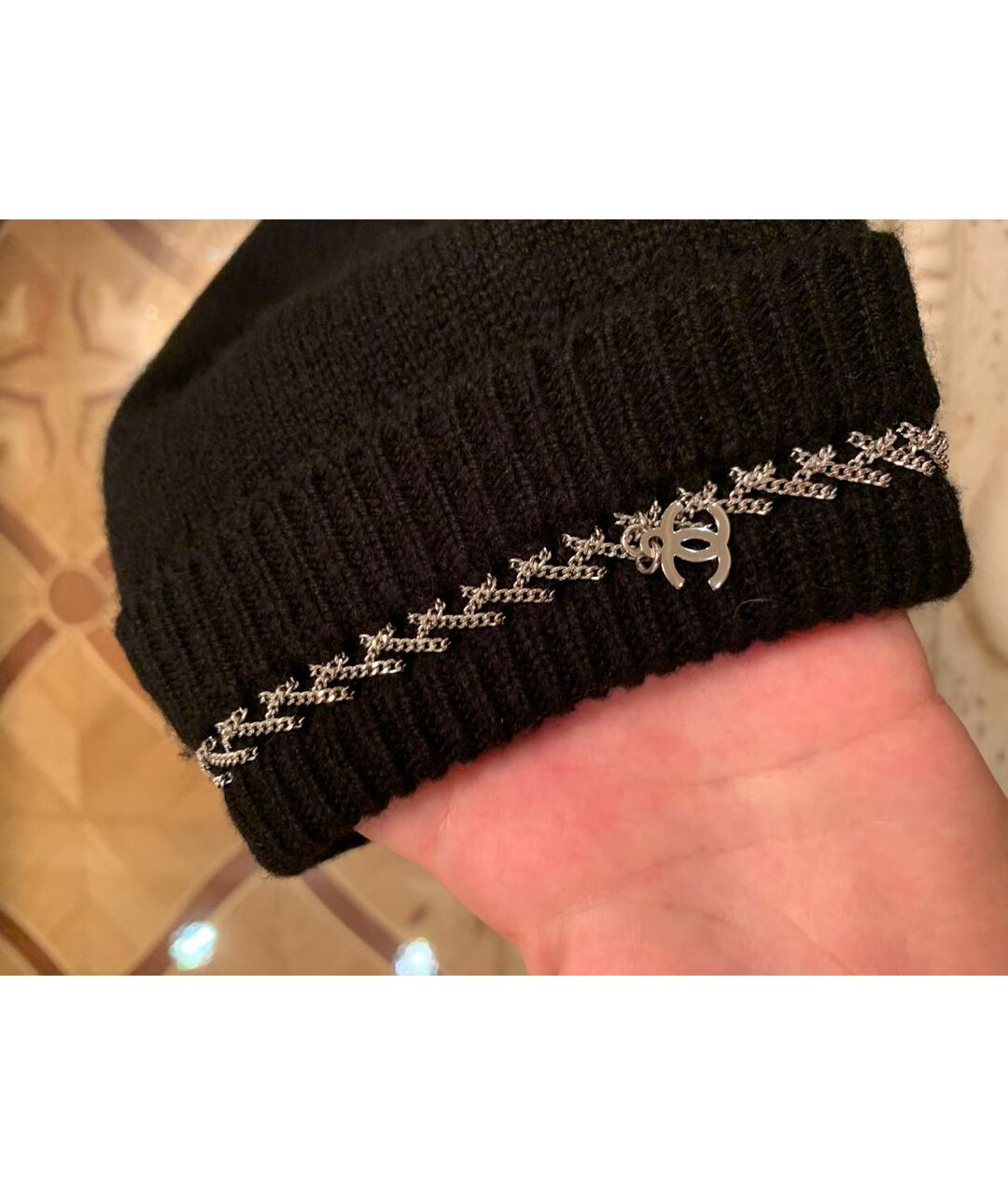 CHANEL Черная кашемировая шапка, фото 5
