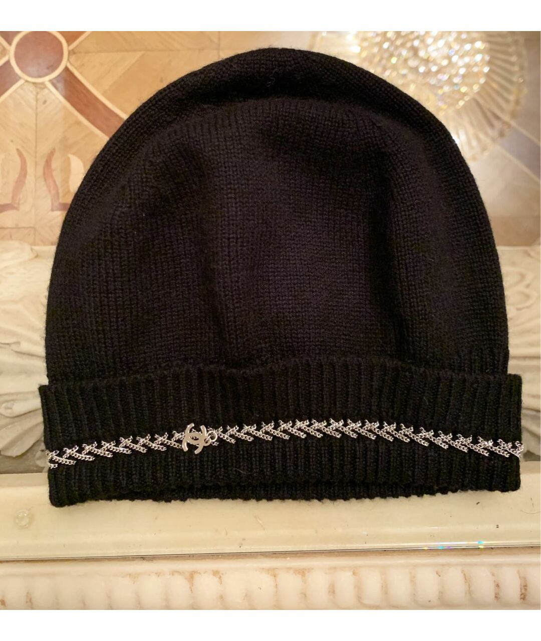 CHANEL Черная кашемировая шапка, фото 9