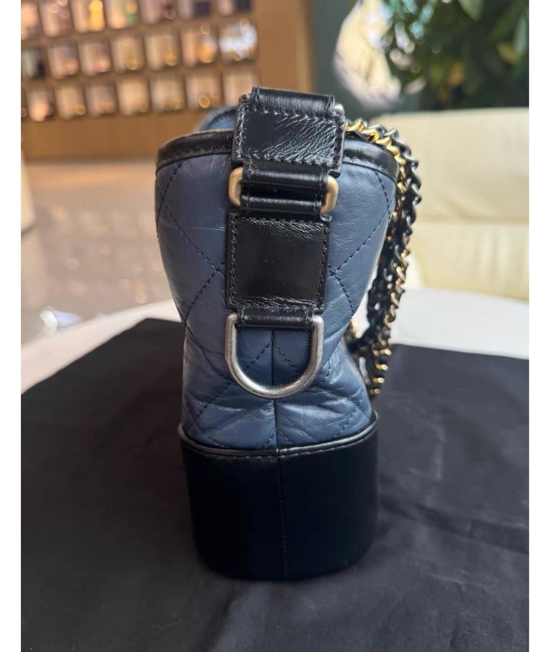 CHANEL Темно-синяя кожаная сумка через плечо, фото 4