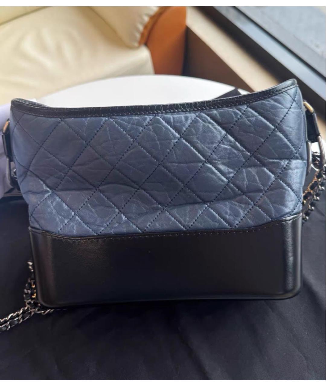 CHANEL Темно-синяя кожаная сумка через плечо, фото 3